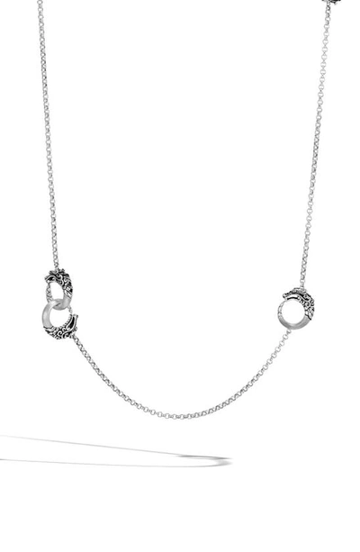 John Hardy Brushed Sterling Silver Legends Naga Round Chain Necklace With Black Spinel, 36