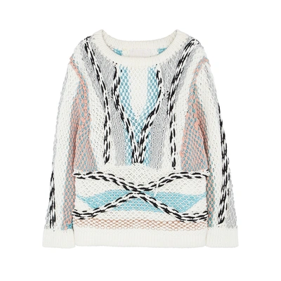 Peter Pilotto Cord-trimmed Bouclé-knit Jumper In White