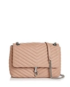 Rebecca Minkoff Edie Medium Convertible Leather Shoulder Bag In Doe Pink/silver