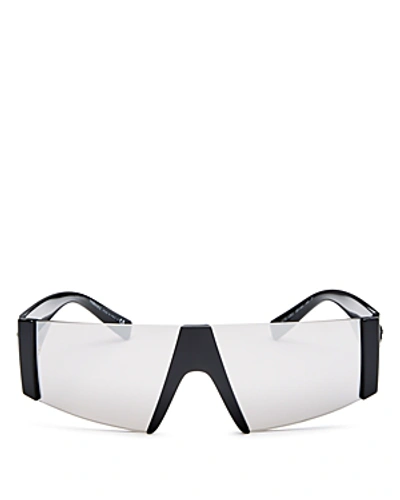 Versace Women's Mirrored Shield Sunglasses, 60mm In Black/light Gray