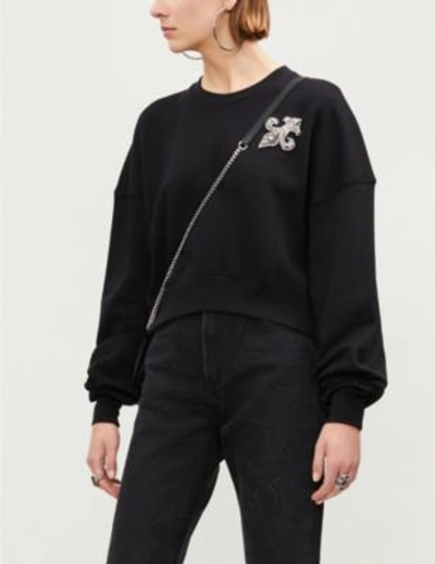 The Kooples Fleur-de-lis Embellished Cotton Sweatshirt In Bla01