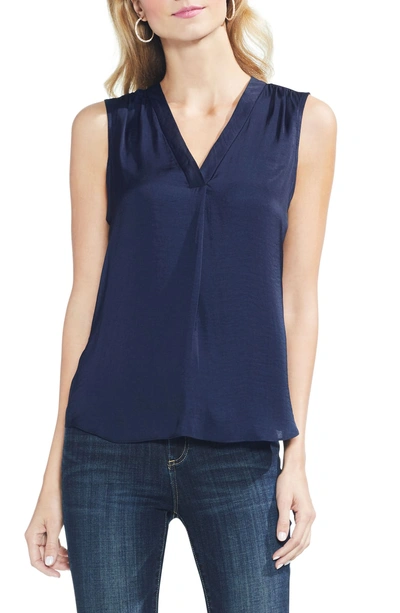 Vince Camuto Rumpled Satin Blouse In Classic Navy 2