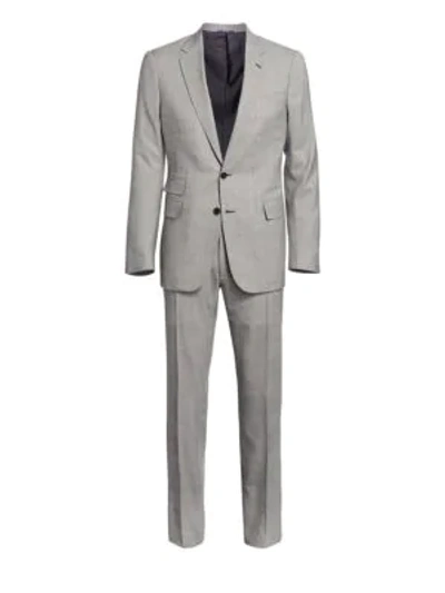 Ralph Lauren Two-buton Notch Glen Plaid Suit In Black White Blue