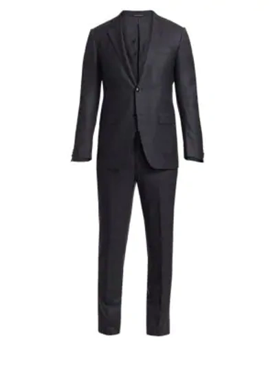 Ermenegildo Zegna Torino Wool Textured Suit In Dark Charcoal