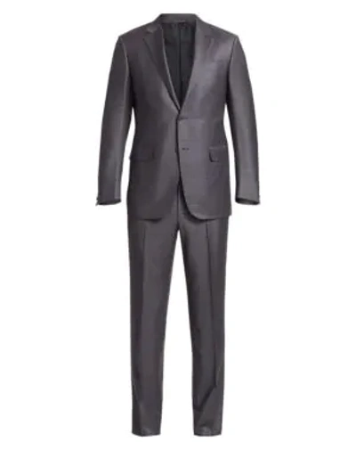 Ermenegildo Zegna Berry Pane Wool Textured Suit In Grey