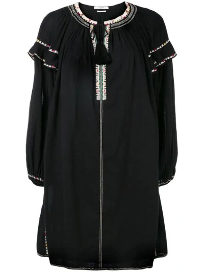 Isabel Marant Étoile Ralya Embroidered Cotton-gauze Mini Dress In Black