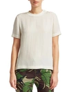 Rag & Bone Aiden Side-split Crewneck Tee W/ Buttons In Antique White