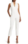 Black Halo Sleeveless Halter V-neck Jumpsuit In White