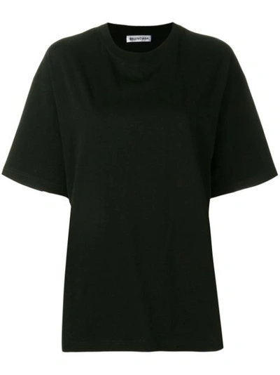 Balenciaga Oversized Embroidered Cotton-jersey T-shirt In Black