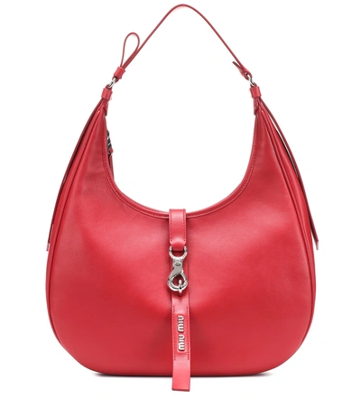 Miu Miu Leather Shoulder Bag In Red