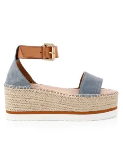 See By Chloé Women's Glyn Leather Platform Espadrilles In Blue