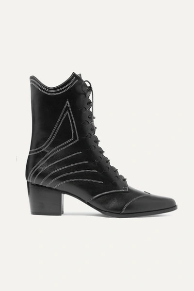 Tabitha Simmons Swing Lace-up Leather Ankle Boots In Black