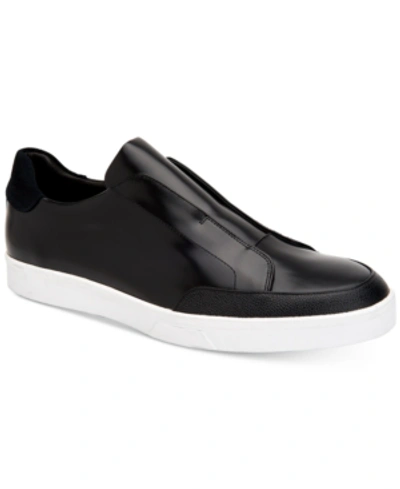 Calvin Klein Men's Immanuel Leather Slip-on Sneakers Men's Shoes In Black