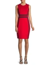 Calvin Klein Colorblock Sleeveless Sheath Dress In Red