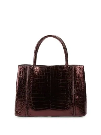 Nancy Gonzalez Crocodile Leather Satchel Bag In Burdeaux