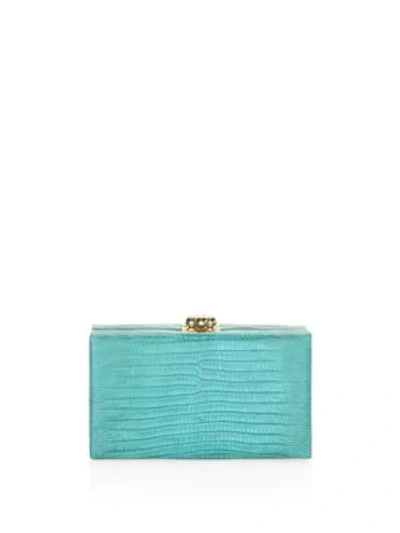 Edie Parker Jean Lizard Clutch In Turquoise