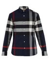 Burberry Windsor House-check Cotton-blend Shirt In Navy