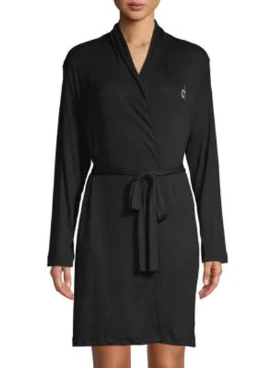 Calvin Klein Logo Lounge Robe In Black