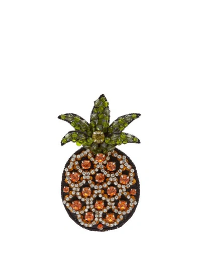 N°21 Crystal-embellished Cocktail Pineapple Brooch In Yellow