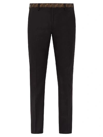 Fendi Ff-print Black Slim-leg Trousers