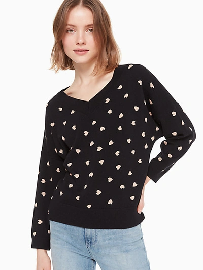 Kate Spade Heartbeat Silk Blend Sweater In Black