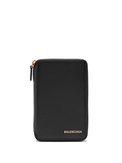 Balenciaga Ville Leather Wallet In Black