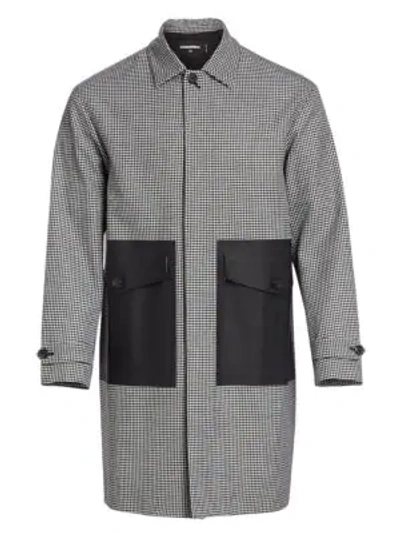 Dsquared2 Houndstooth Trench Coat In Black White