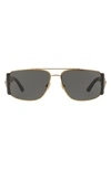 Versace Medusa Medallion 63mm Wrap Sunglasses In Gold/ Black Solid