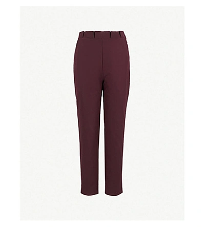 Ted Baker Ruffled Stretch-crepe Trousers In Deep Purple