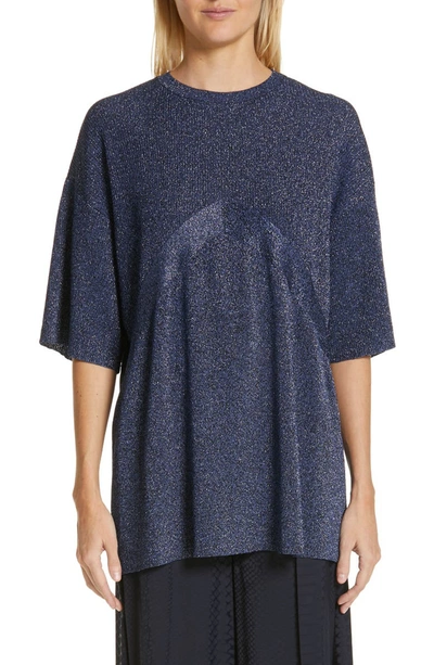 Stella Mccartney Metallic Knit Sweater In Blue