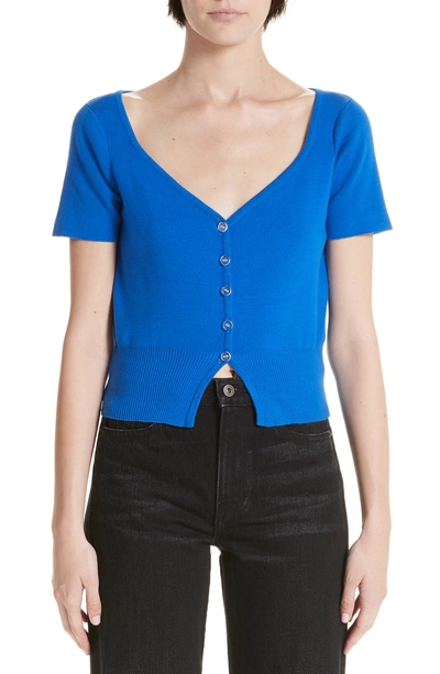 Simon Miller Senoia Fitted Crop Cardigan In Electric Blue