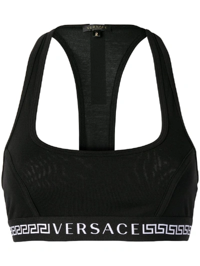 Versace Underwear Black Logo Band Bra