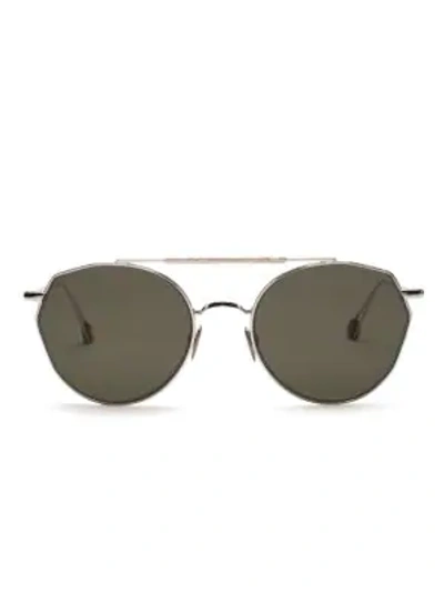 Ahlem Place Carree 51mm Aviator Sunglasses In White Gold