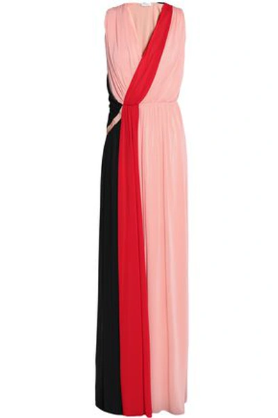 Vionnet Woman Wrap-effect Color-block Stretch-jersey Gown Pastel Pink