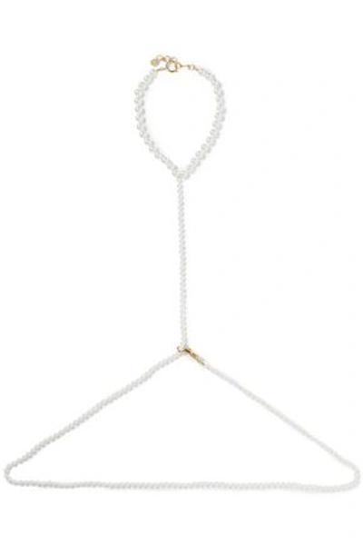 Vetements Woman Gold-tone Faux Pearl Necklace Ivory
