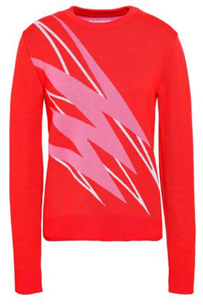 Paco Rabanne Woman Intarsia-knit Wool Sweater Red
