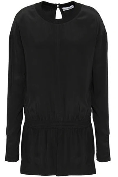Paco Rabanne Gathered Satin Blouse In Black