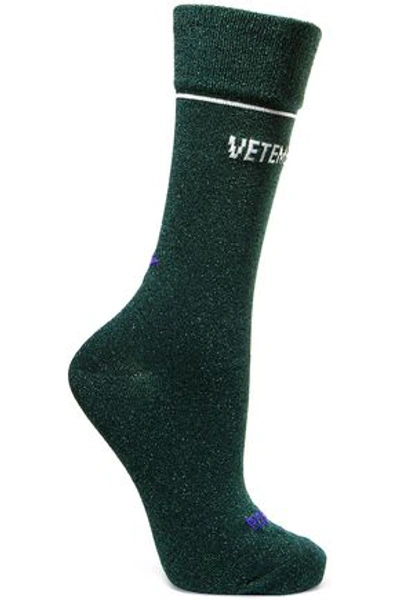 Vetements Woman + Reebok Intarsia Lurex Socks Emerald