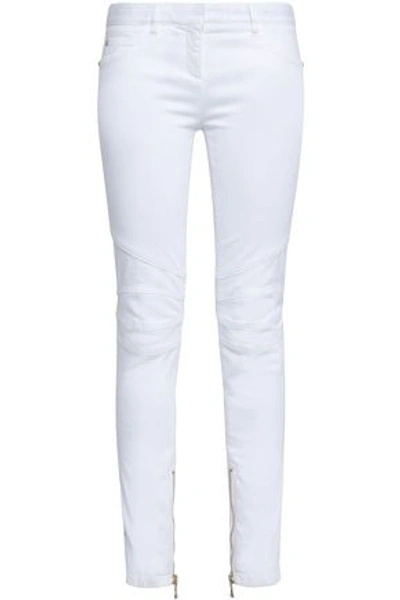 Balmain Woman Mid-rise Skinny Jeans White