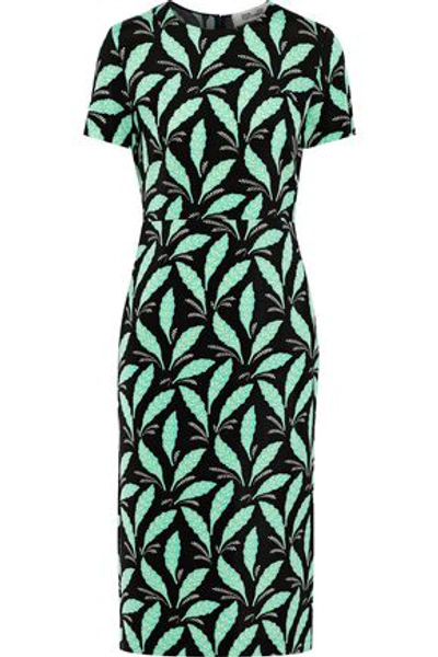 Diane Von Furstenberg Printed Stretch-knit Dress In Light Green