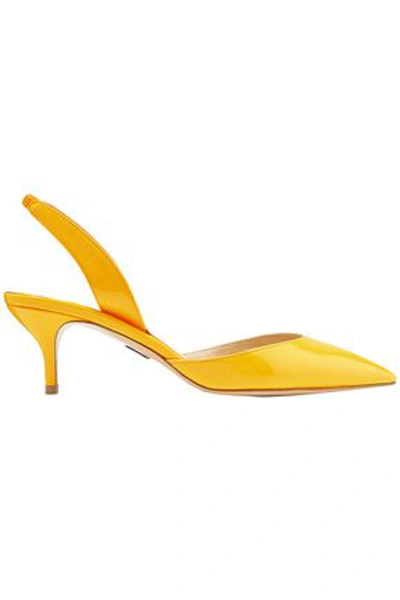 Paul Andrew Woman Rhea Patent-leather Slingback Pumps Yellow