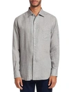 Loro Piana Arizona Linen Button-down In Grey Storm