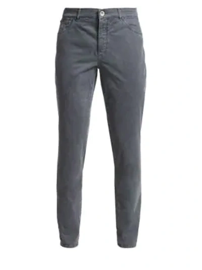 Brunello Cucinelli Five-pocket Cotton Jeans In Dark Grey