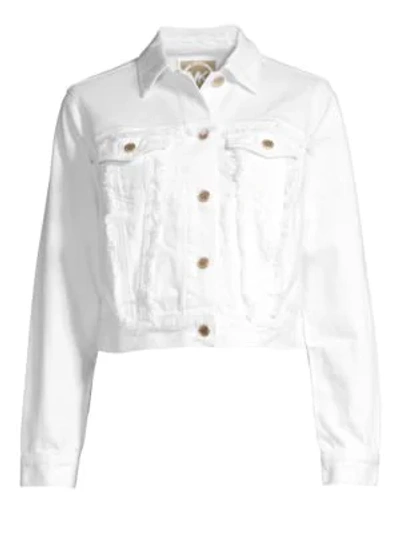 Michael Michael Kors Frayed Denim Jacket In White