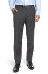 Hugo Boss Leenon Flat Front Regular Fit Solid Wool Trousers In Open Blue