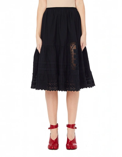 Blackyoto Black Cotton & Lace Yuki Skirt