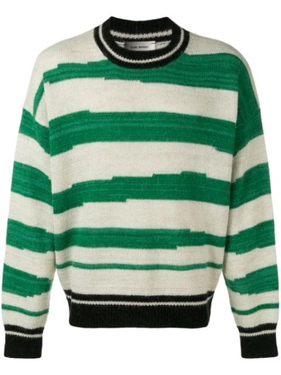 Isabel Marant Solwy Striped Wool-blend Sweater In Green