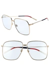 Gucci 61mm Square Sunglasses - Gold/ Blue/ Red/ Ivory/ Azure