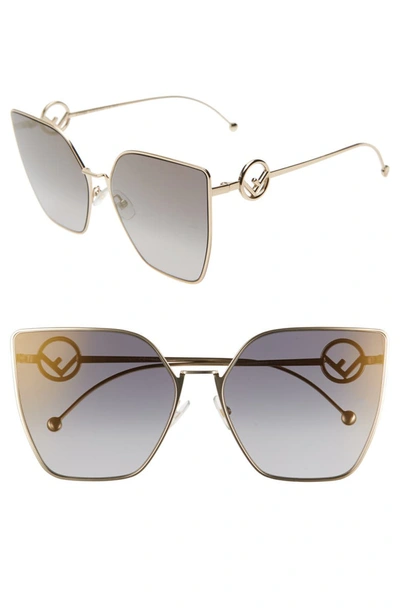 Fendi 63mm Oversized Sunglasses In Gold/ Grey