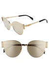 Moschino 61mm Special Fit Cat Eye Sunglasses In Gold/ Black